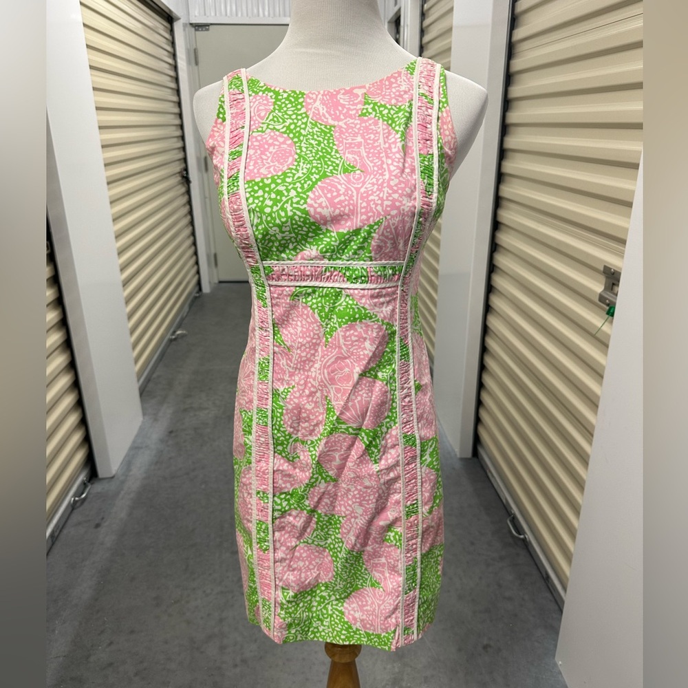 Lilly Pulitzer Pink and Green Floral Shift Dress